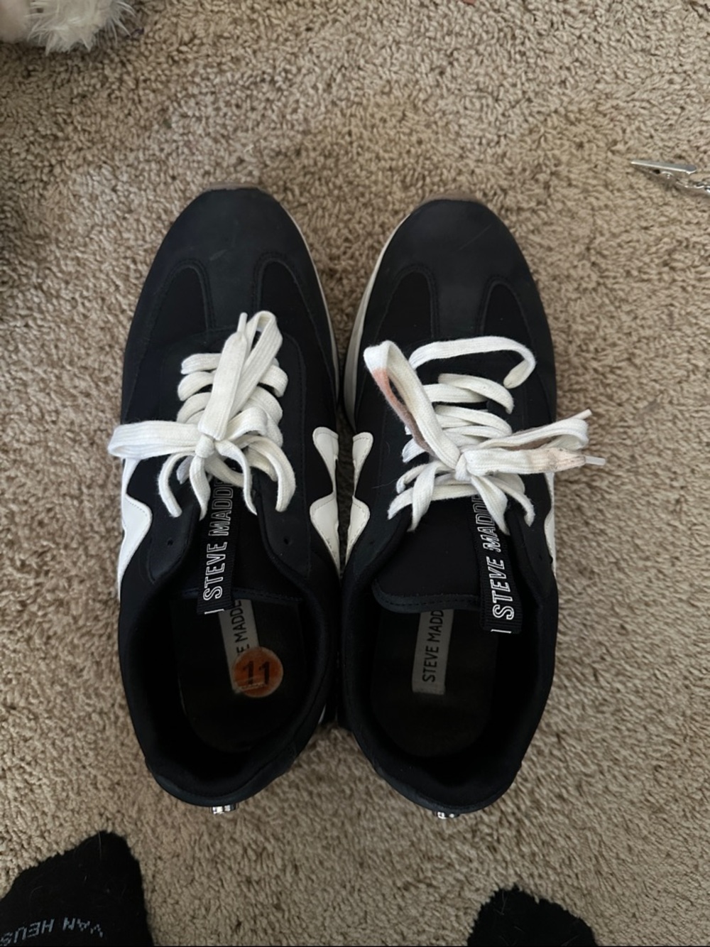 Steve Madden Black and White Lace-Up Sneakers